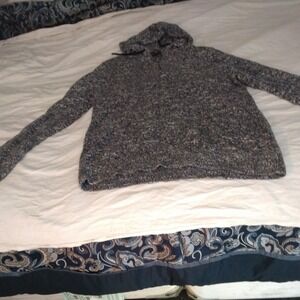 Express Mens Pullover Hoodie Size L gray Knit Casual sweater Jacket quarter zip